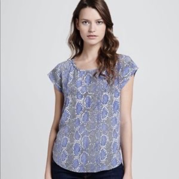 Joie Rancher Snake Print Silk Top Medium - Picture 7 of 7
